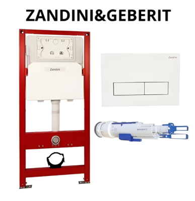 Z300-07 Инсталляция Zandini с арматурой Gerberit + квардратная кнопка хром