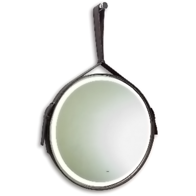 Зеркало Silver Mirrors Капитан Лайт 60x60, на кожаном ремне, с подсветкой, цвет коричневый
