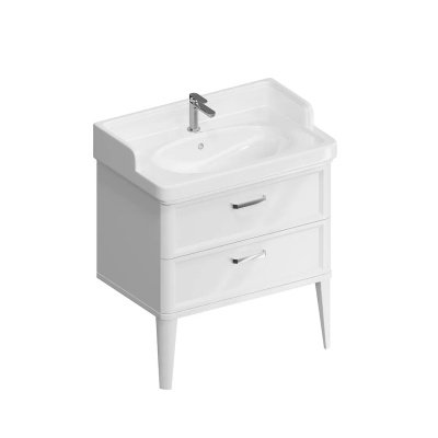 PO.M.80.2\WHT Тумба POMPEI напольная с 2 ящиками 80, белая глянцевая																																																																		