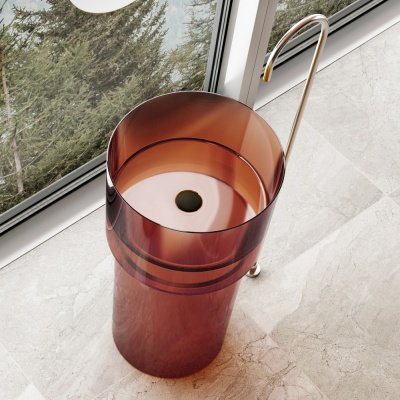 Раковина отдельностоящая прозрачная ABBER Kristall AT2701Opal-H  45см