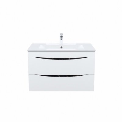 Тумба с умывальником IDDIS подвесная 80 см белая/черный мрамор Cloud (CLO80B0i95K)