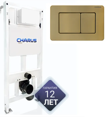 Инсталляция для унитаза Charus CC.300.80.01 с кнопкой смыва Robusto FP.310.BG.05 брашированное золото