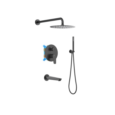 Set 4 в 1 душевой комплект AQUATEK, матовый черный AQ1173MB Бетта