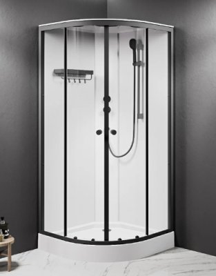 Душевая кабина 90x90 AM.PM X-Joy W94C-401-090BT профиль черный матовый, низкий поддон