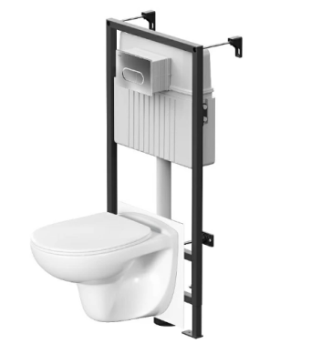 Унитаз подвесной с инсталляцией Damixa Willow DX15.IS30251.1700 безободковый, сиденьем микролифт, механ. клавишей, белый