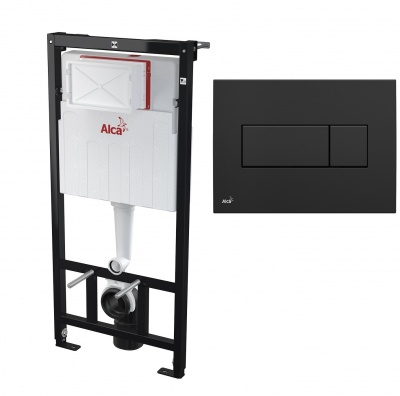 Скрытая система инсталляции Alca Plast AM101/1120 с клавишей M378 (черная глянцевая)