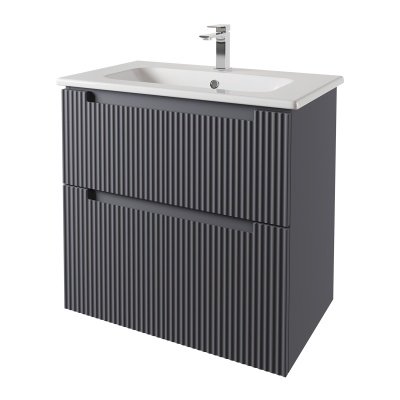 Тумба EUPHORIA, 80 см, подвесная/напольная, 2 ящика, серый базальт, под умывальник Euphoria