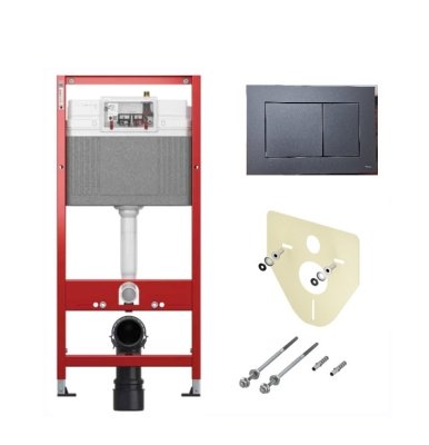 Комплект TECEbase для подвесного унитаза с клавишей ТЕСЕnow (оружейная сталь)