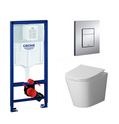 Комплект инсталляция GROHE Rapid 38772001 с унитазом Niagara Vista NG-9302, безободковый, с сиденьем микролифт
