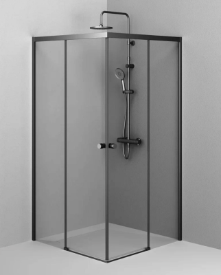 Душевое ограждение без поддона 100x100 AM.PM X-Joy W94G-403-100100-BT1K профиль черный матовый