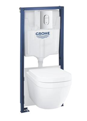 Комплект унитаз с инсталляцией и сиденьем микролифт Grohe Rapid SL 36501000 безободковый