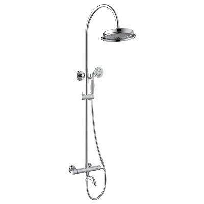 Смеситель Lemark Pushkin LMF-8626B-C для ванны и душа с регулируемой высотой штанги и лейкой верхнего душа «Тропический дождь»