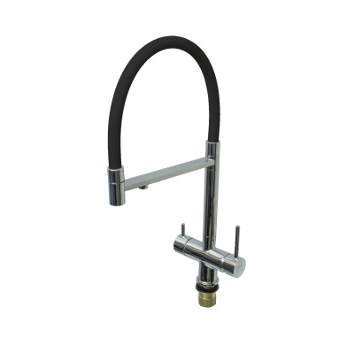 Смеситель для кухни Vieir V15039-X под фильтр, гибкий, поворотный, хром/черный