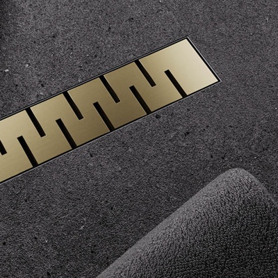 VSL600G Душевой трап Veconi Stesso Gold Line 600, бок. слив D40, золото брашированное