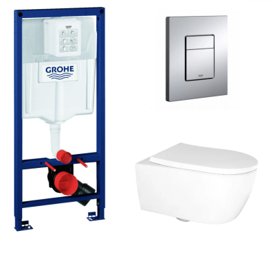 Комплект инсталляция GROHE Rapid 38772001 с унитазом Grossman Nemi AZ-1293WH 53cм скрытое Торнадо