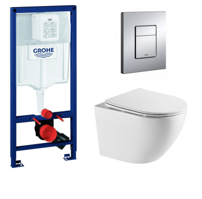 Комплект инсталляция GROHE Rapid 38772001 с унитазом Azario Grado AZ-0046-UQ3 смыв Торнадо