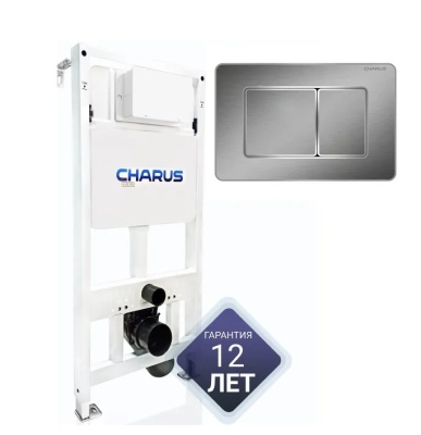 Инсталляция для унитаза Charus CC.300.80.01 с кнопкой нерж Charus Robusto FP.310.BSS.05 матовая сталь