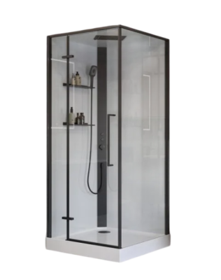 Душевая кабина BelBagno Uno UNO-CAB-A-1-90-C-NERO-Bi-TOP-L 90х90, с низким поддоном, профиль черный матовый, стекло прозрачное