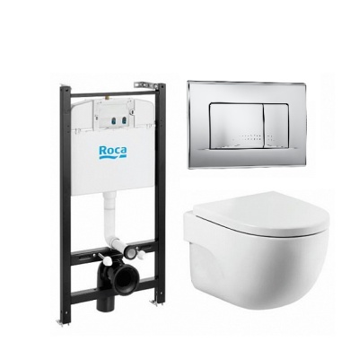 Комплект инсталляция с унитазом Roca Meridian Pack 893104990 с клавишей хром (Выставочный экземпляр!)