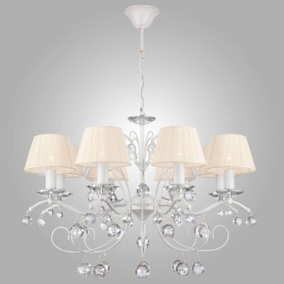 Подвесная люстра Eurosvet 10058/8 белый с золотом/прозрачный хрусталь Strotskis