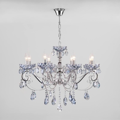 Подвесная люстра Eurosvet Escada 10109/8 хром/лазурный хрусталь Strotskis
