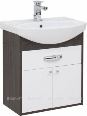 Тумба под раковину Aquanet Грейс 60 дуб кантербери/белый (1 ящик, 2 дверцы)