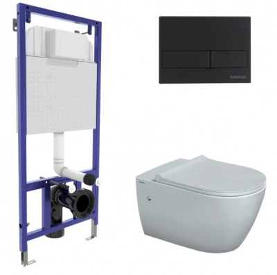 Инсталляция NOVUM 525, кнопка L5, унитаз MASCON Rimless, сиденье дюропласт Toma Slim SO