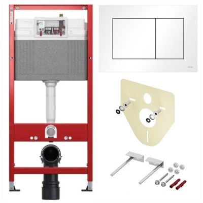 K447400 TECEbase BASE 2.0 Комплект инсталляции 4 в 1 с панелью смыва ТЕСЕnow, цвет белый глянцевый
