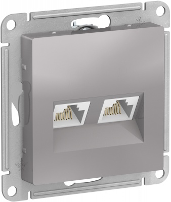 SE AtlasDesign Алюминий Розетка двойная компьютерная RJ45+RJ45, кат.5E, механизм