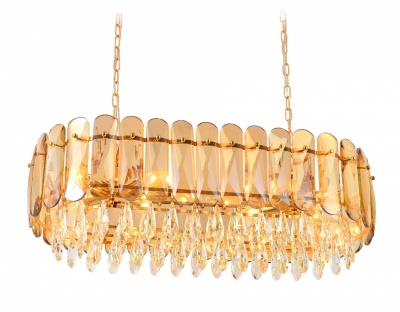 Ambrella Подвесная люстра TR5074/8 GD/TI/CL золото/янтарь/прозрачный E14/8 max 40W 800*360*950